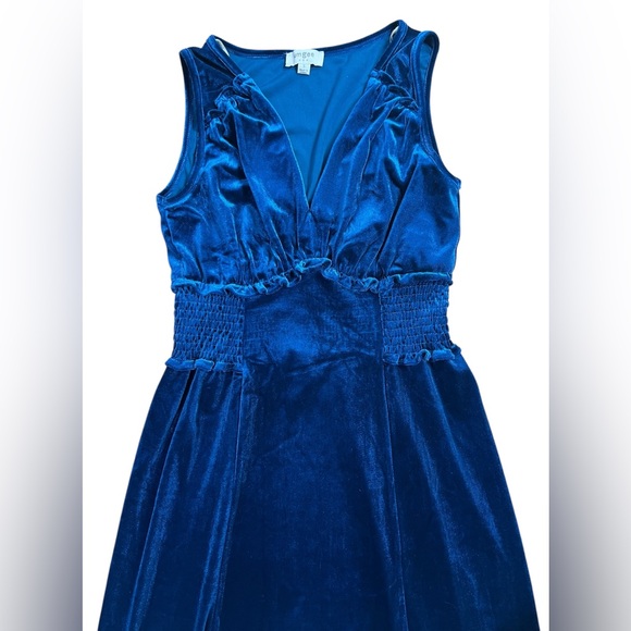 Umgee Sleeveless Velvet V-Neck Dress Small Size Blue Stretch - Picture 8 of 9